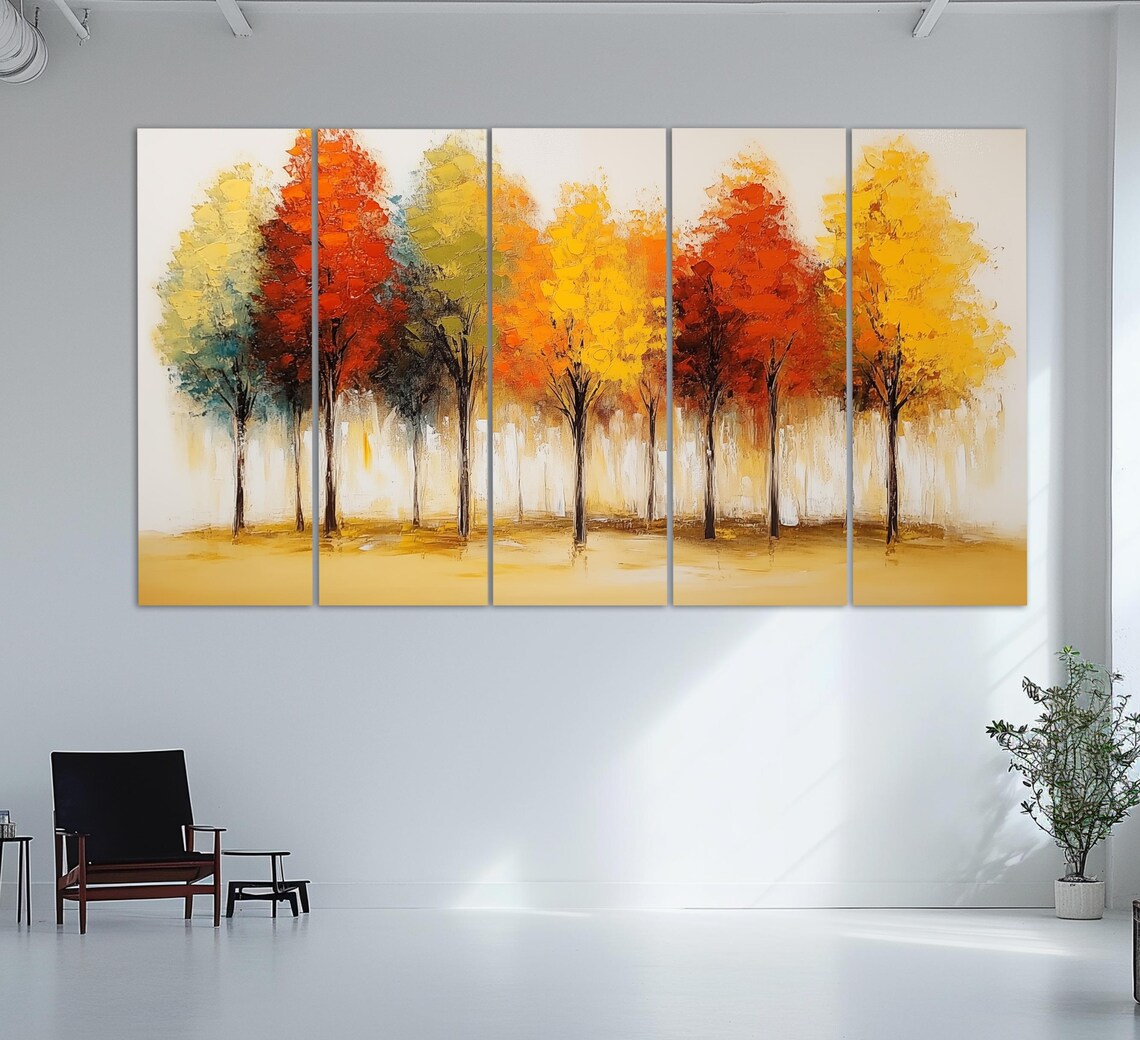 Abstract Autumn Trees, Vintage Oil Painting Art Print - Image 5