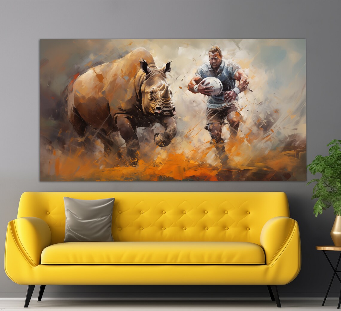 Abstract Rugby Print In A Vintage Oil Painting Style Rugby Wall Art Rugby Painting Rugby Poster Rugby Fan Gift