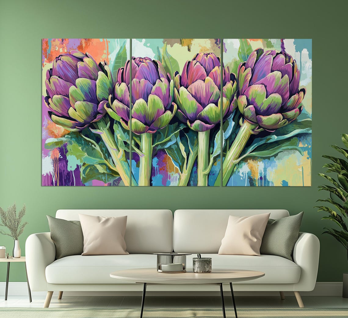 Purple Artichokes Pop Art Colorful Modern Kitchen Art Poster - Image 3