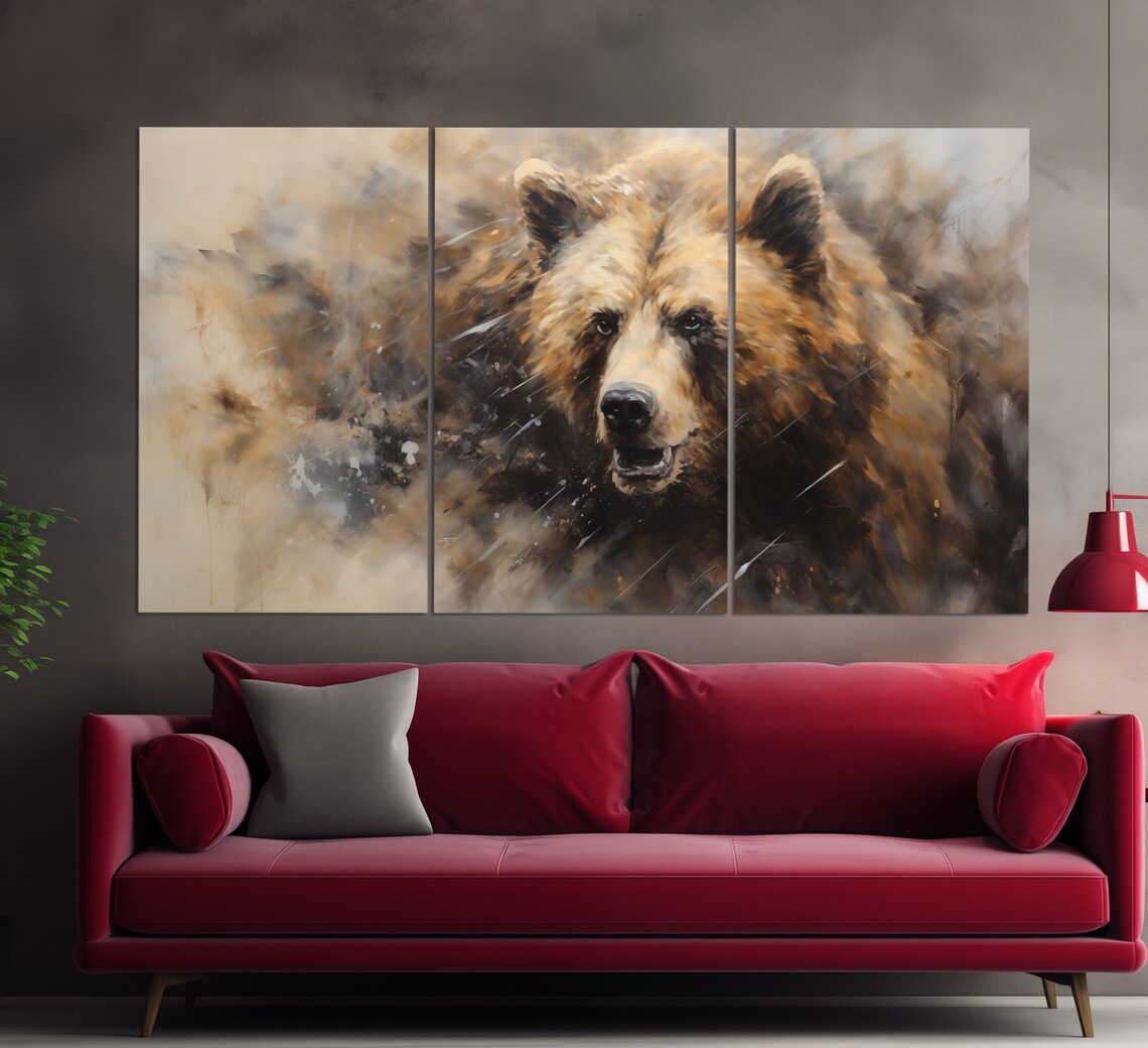 Brown Bear Vintage Oil Painting Style Art Print - Image 2
