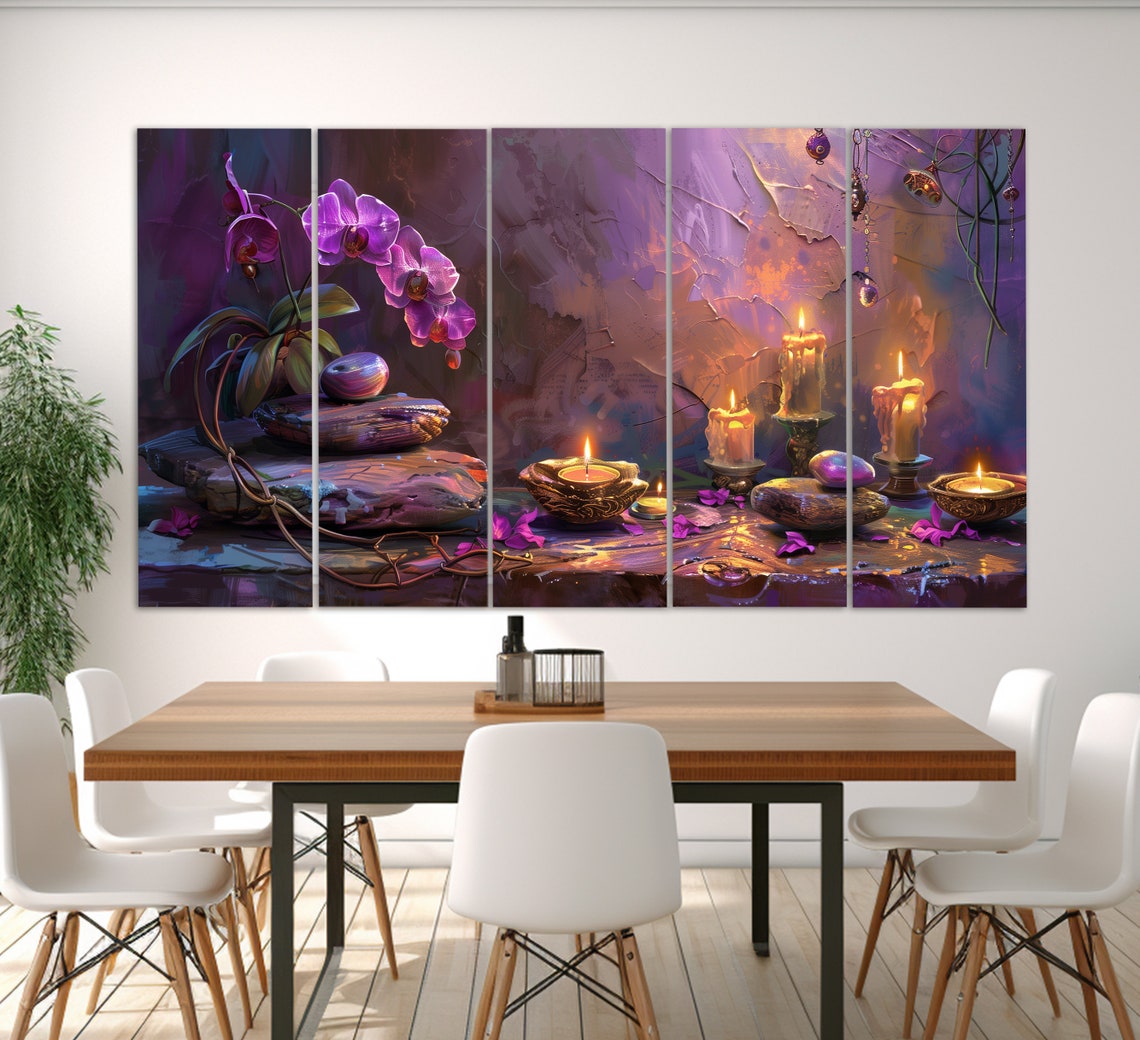 Spa Candles Orchids Stones Relaxing Wellness Vintage Still Poster - Image 2