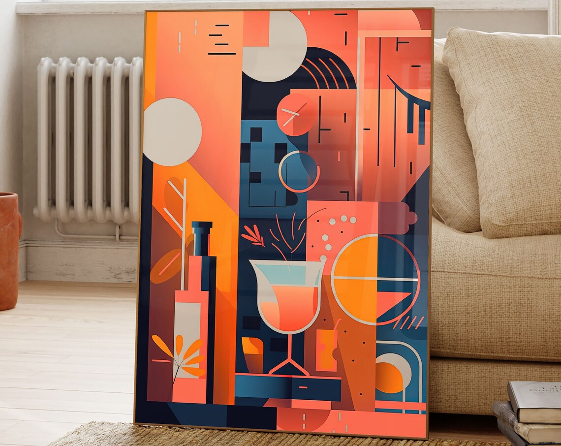 Bauhaus Bar Cart Decor Cocktail Wall Art Print - Image 2
