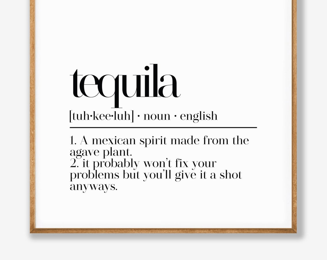 Funny Tequila Dictionary Definition Agave Shot Bar Gift Poster