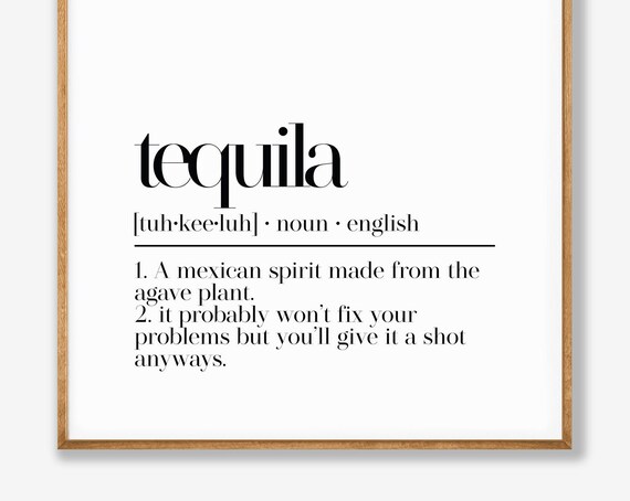Funny Tequila Dictionary Definition Agave Shot Bar Gift Poster
