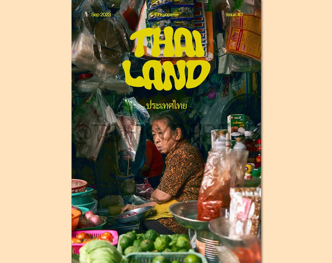 Thailand Magazine Cover Bustling Street Market Vendor Photo Poster