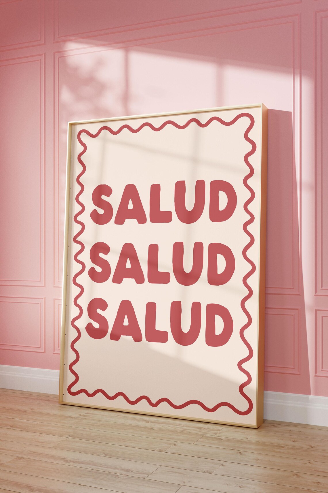Salud Pink Spanish Bar Cart Drink Decor Art Print