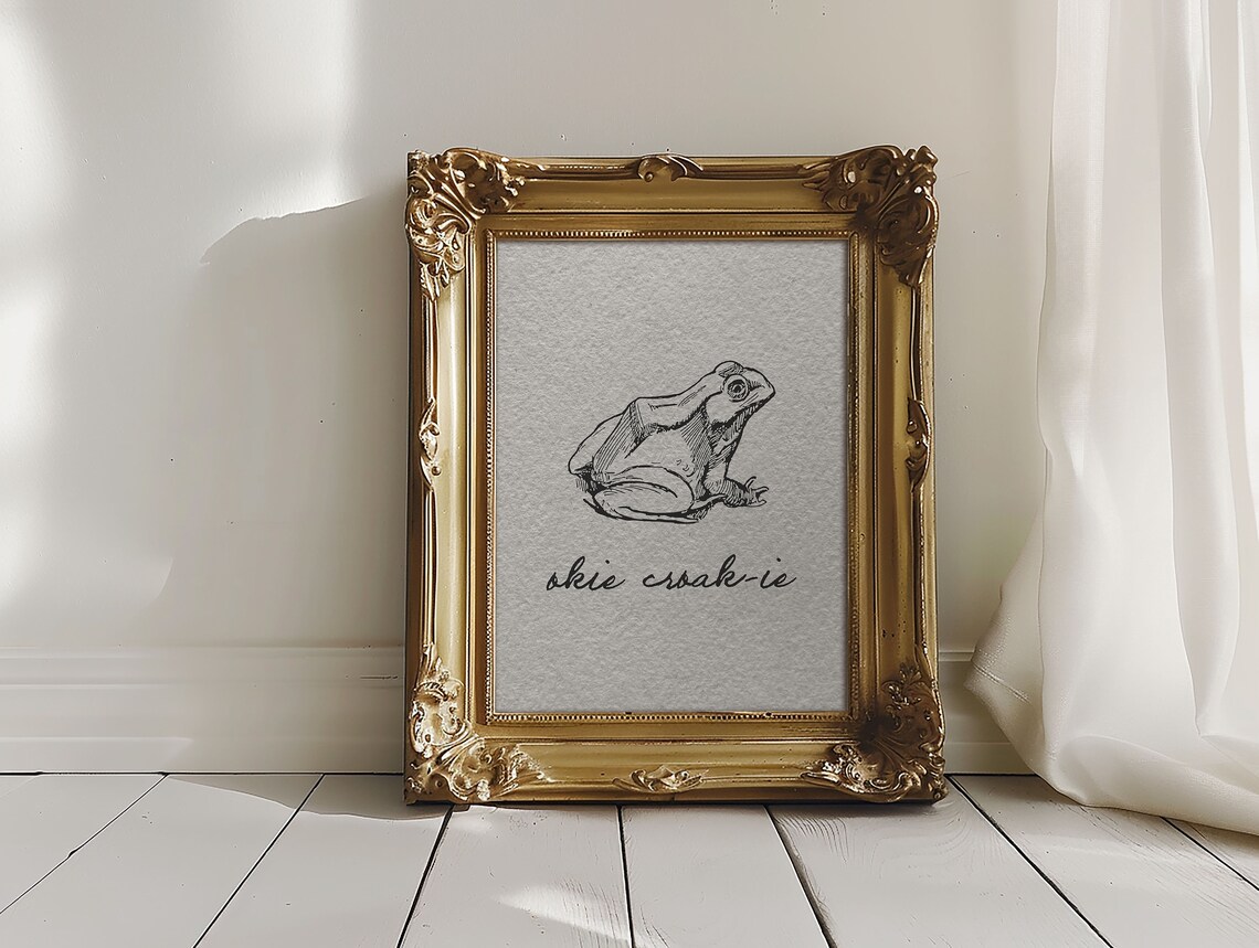 Okie Croak-ie Cute Frog Ink Illustration Vintage Animal Poster - Image 2