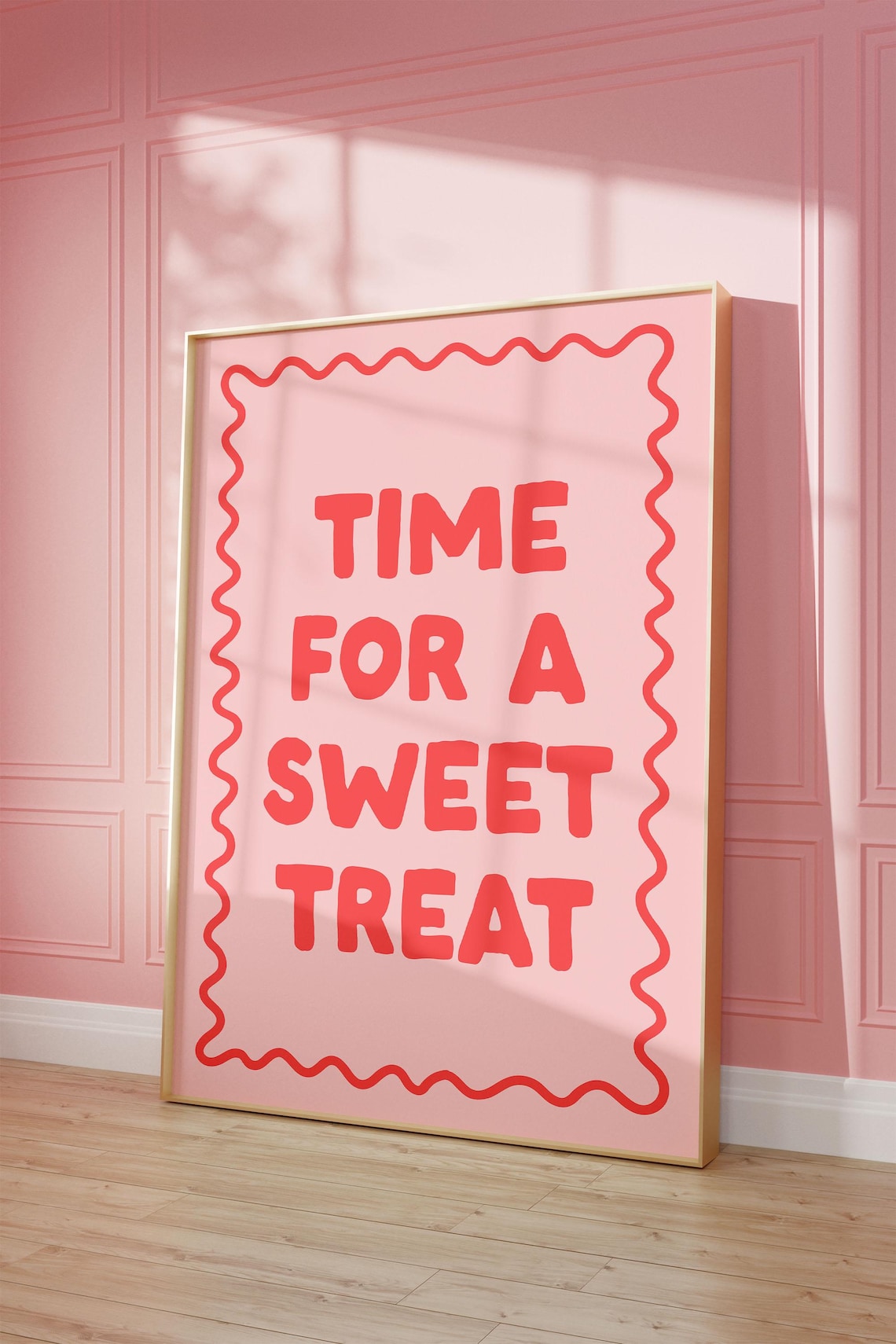 Time For A Sweet Treat Art Print, Pink Coral Kitchen Decor