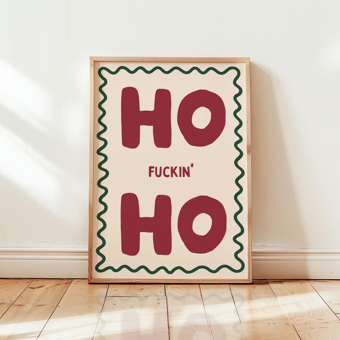 Ho Fuckin Ho Funny Retro Red Sweary Christmas Typography Poster - Image 2