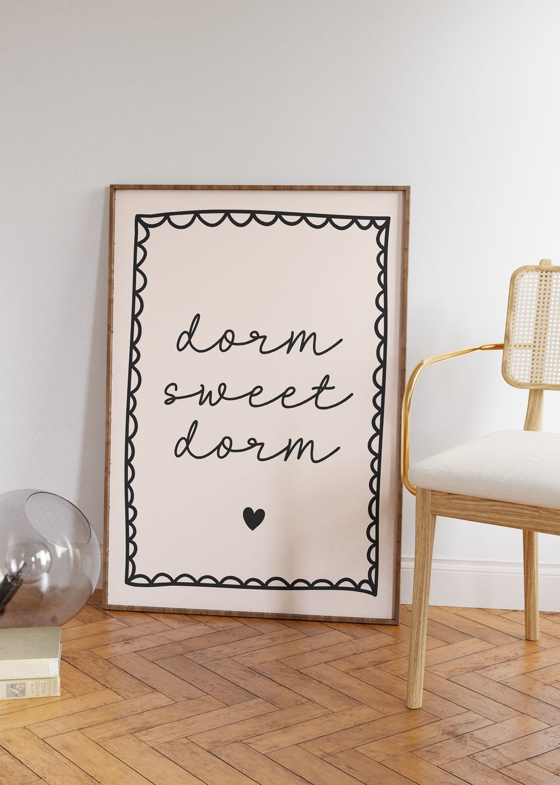 Dorm Sweet Dorm Cute Handwritten Script Heart Quote Wall Poster - Image 2