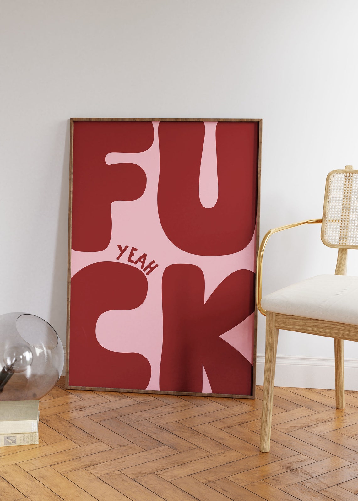 Fuck Yeah Red Giant Chunky Bubble Letter Bold Sassy Typography Poster - Image 2