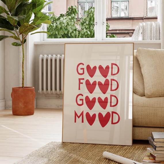 Aesthetic Kitchen Decor Cute Cooking Art Kitchen Wall Art Print Minimalist Heart Print Chef Quote Wall Art 1 Print