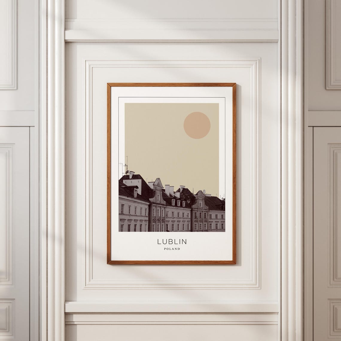 Lublin Poland Old Town Rooftops Minimalist Sun Travel Poster - Image 2