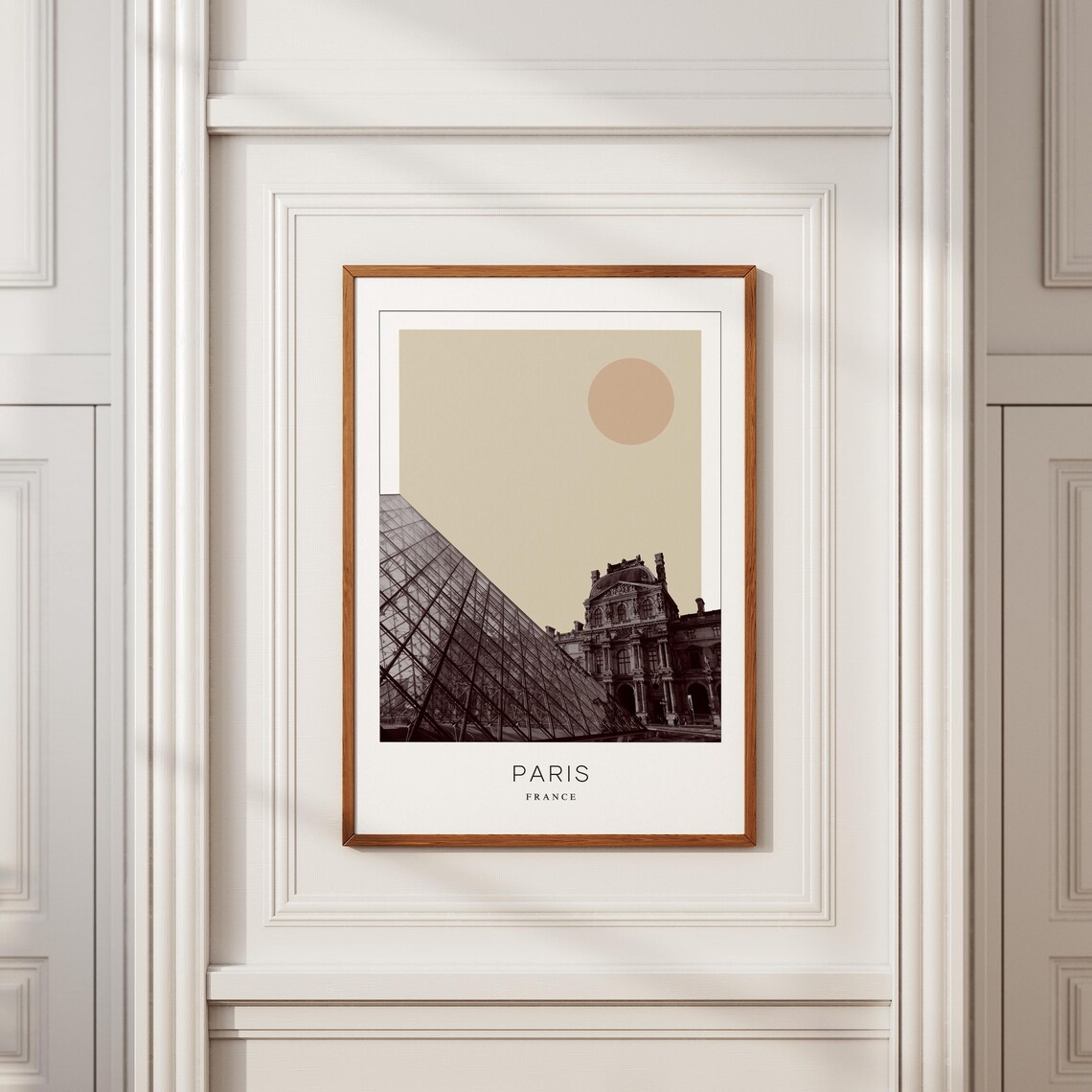 Paris France Louvre Pyramid In Sunset Light Minimalist Travel Poster - Image 2
