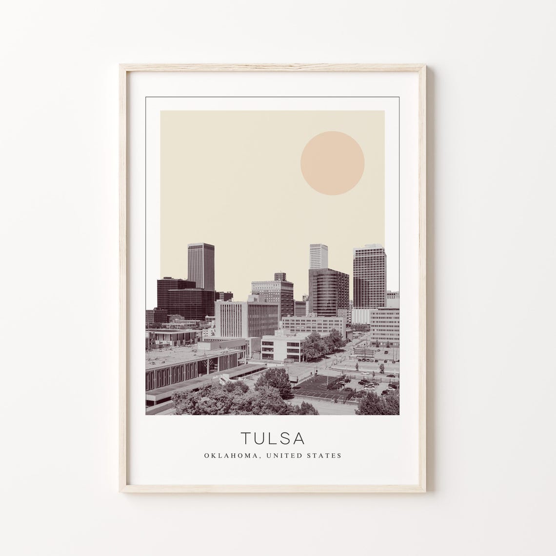 Tulsa Oklahoma Downtown Skyline Towers Minimalist Travel Poster