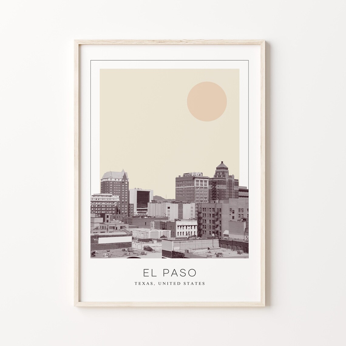 El Paso Downtown Skyline Minimalist Texas Travel Photo Poster
