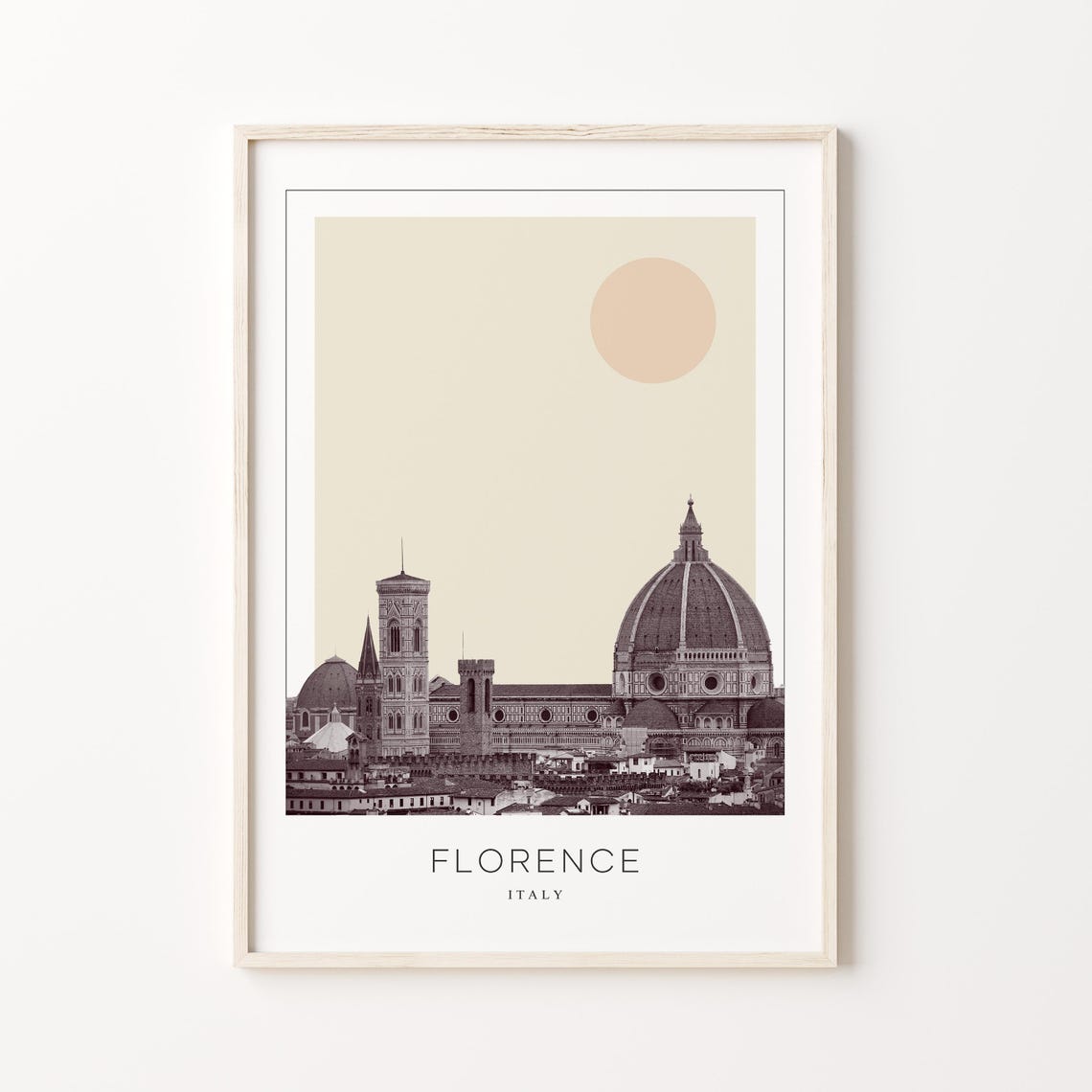 Florence Italy Cathedral Dome and Bell Tower Minimalist Travel Poster