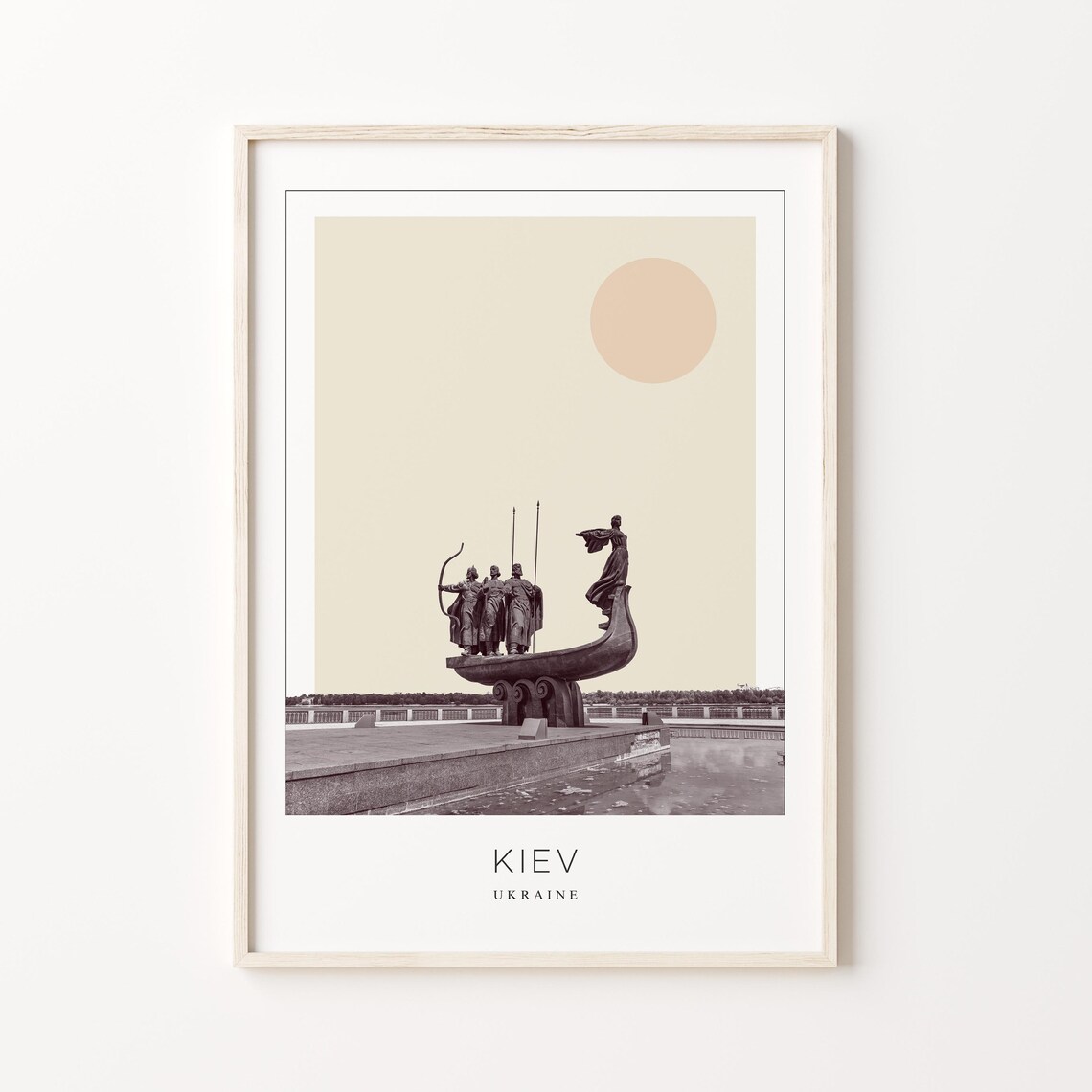 Kiev Founders Monument Boat Minimalist Ukraine Travel Poster