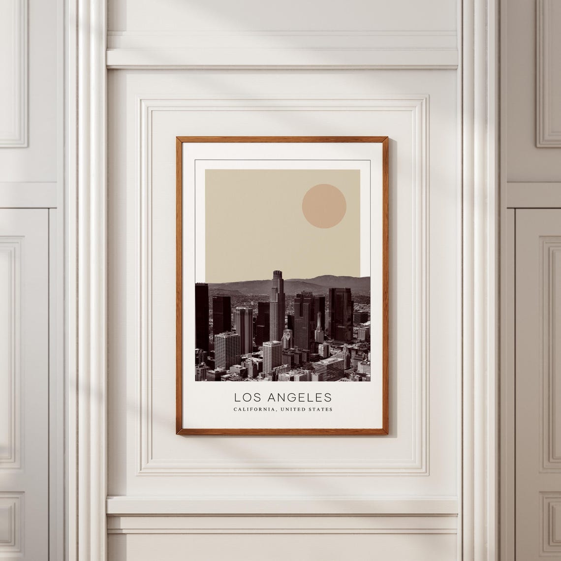 Los Angeles Downtown Skyline Mountains Minimalist Travel Poster - Image 2