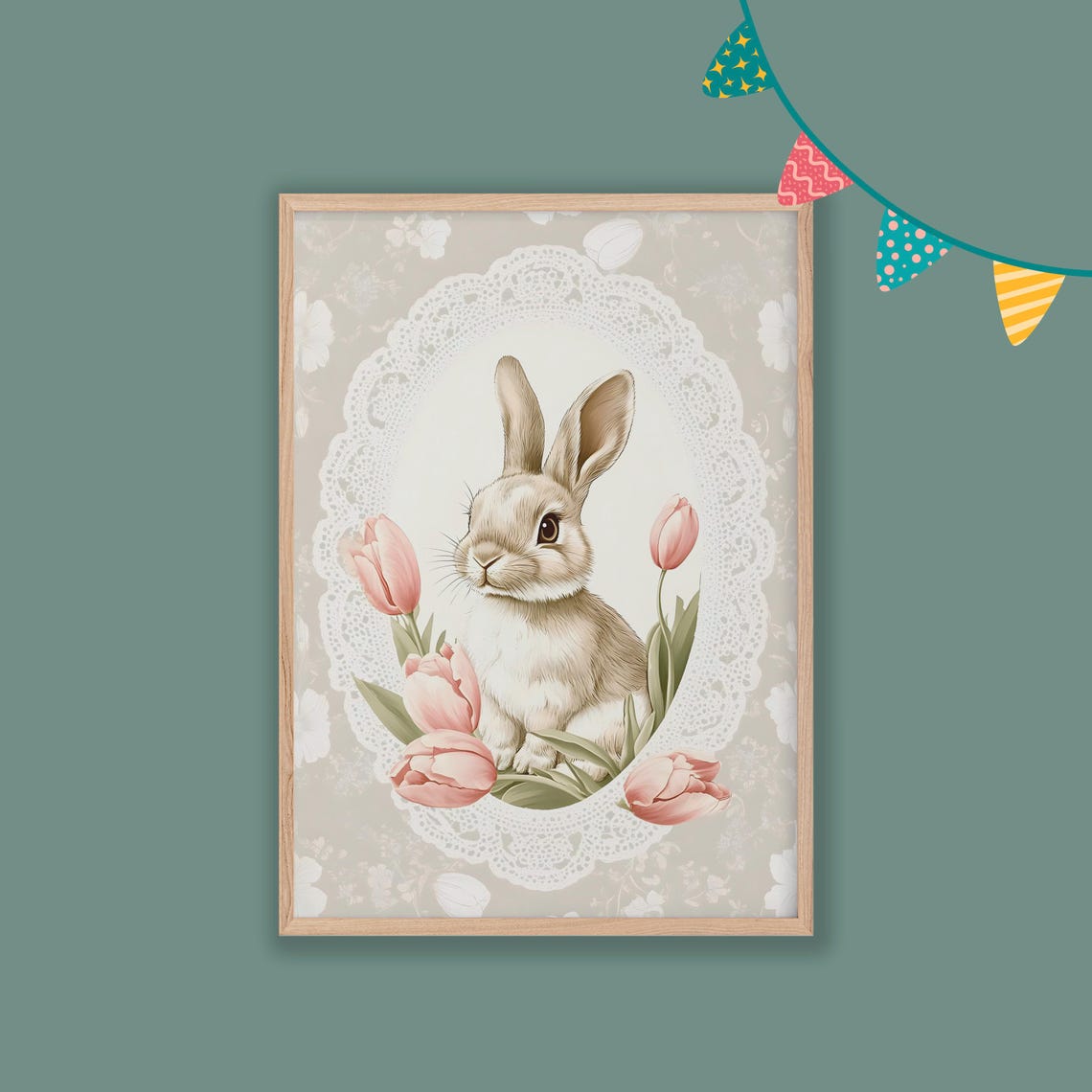 Bunny Nursery Decor Baby Room Wall Art Nursery Decor Prints Animal Boho Kids Room Decor Instant Playroom Print