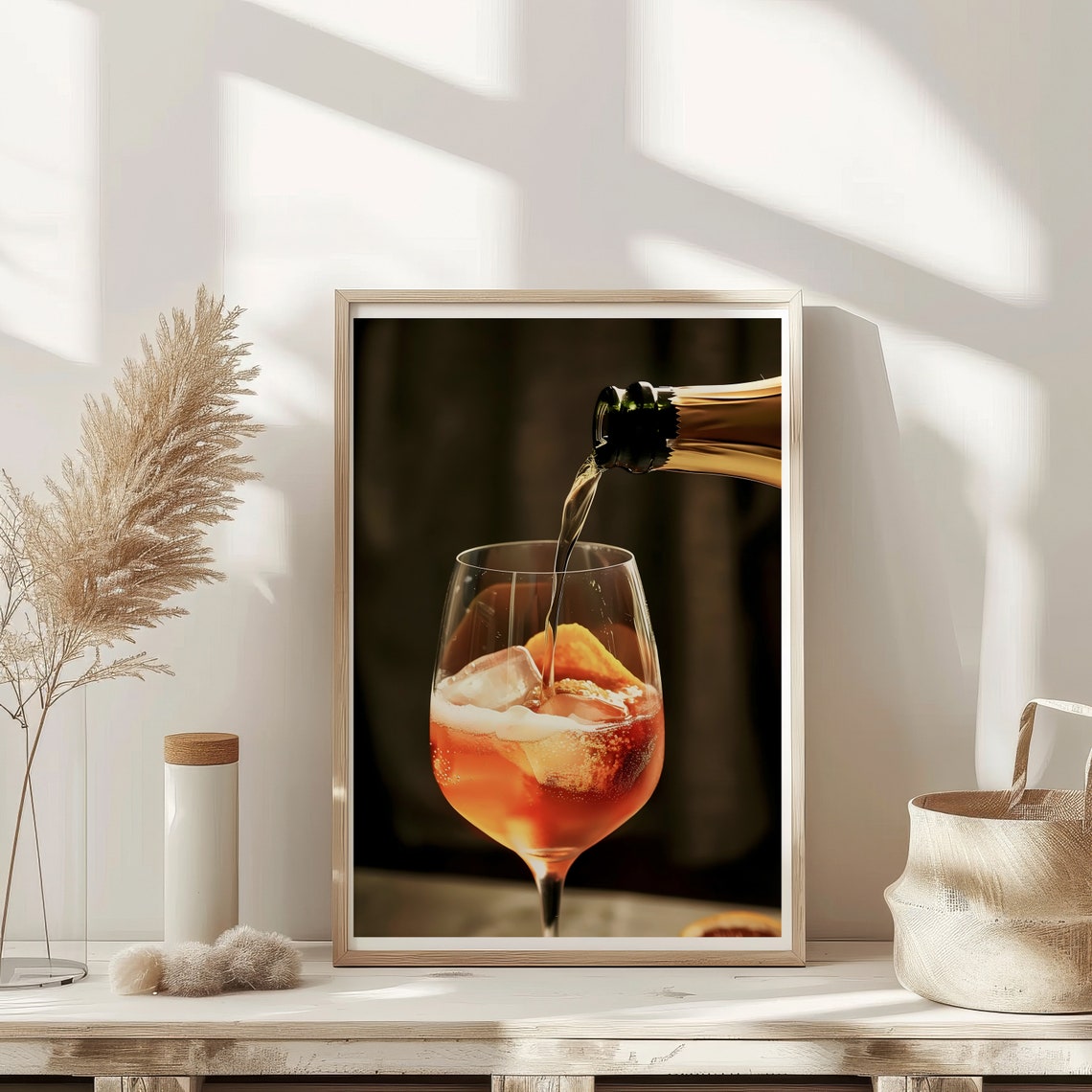 Aperol Spritz Golden Pour Cocktail Photography Close Up Poster