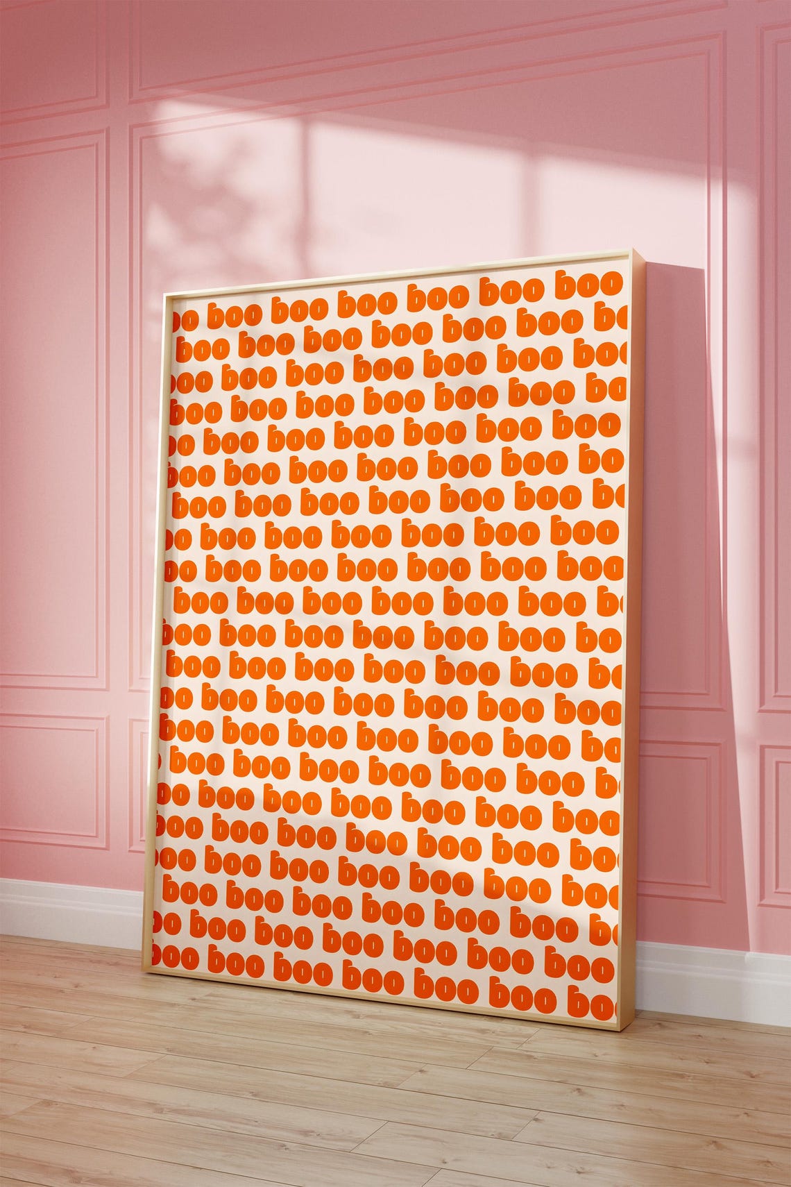 Bold Orange Boo Typography Pattern Retro Halloween Repeat Poster - Image 4