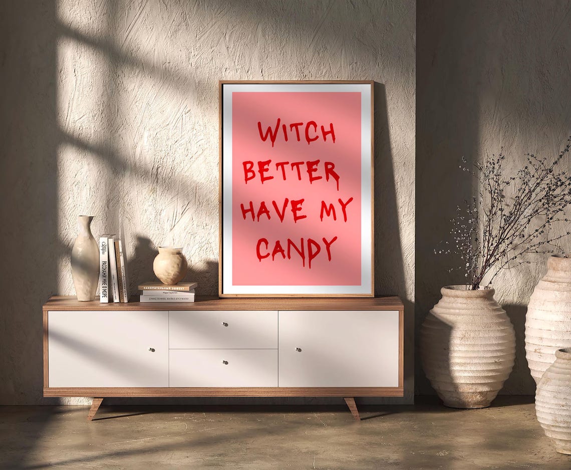Witch Better Have My Candy Pink Funny Halloween Typography Poster - Image 2