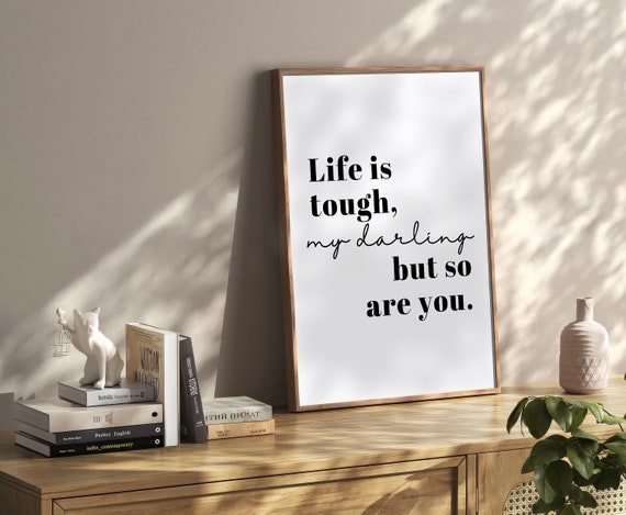 Life Is Tough Darling Wall Art Therapy Print Vintage Bar Cart Retro Wall Art Aesthetic Kitchen Decor Poster College Apartment Decor Funky