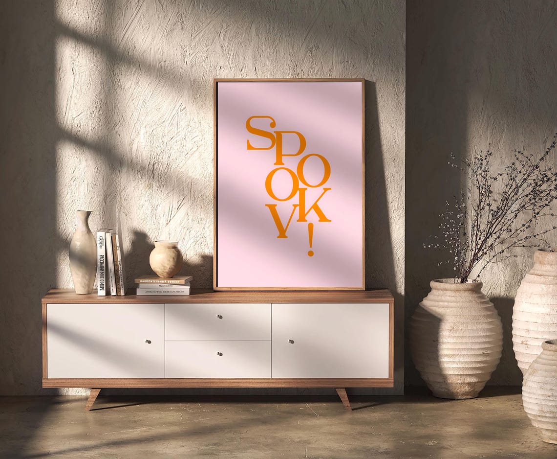 Spooky Orange Playful Typography Pink Halloween Party Decor Poster - Image 3