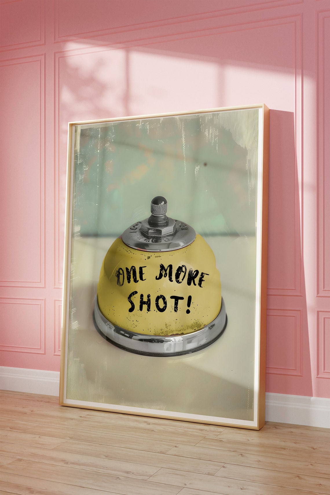 One More Shot Yellow Vintage Service Bell Funny Quote Poster - Image 2