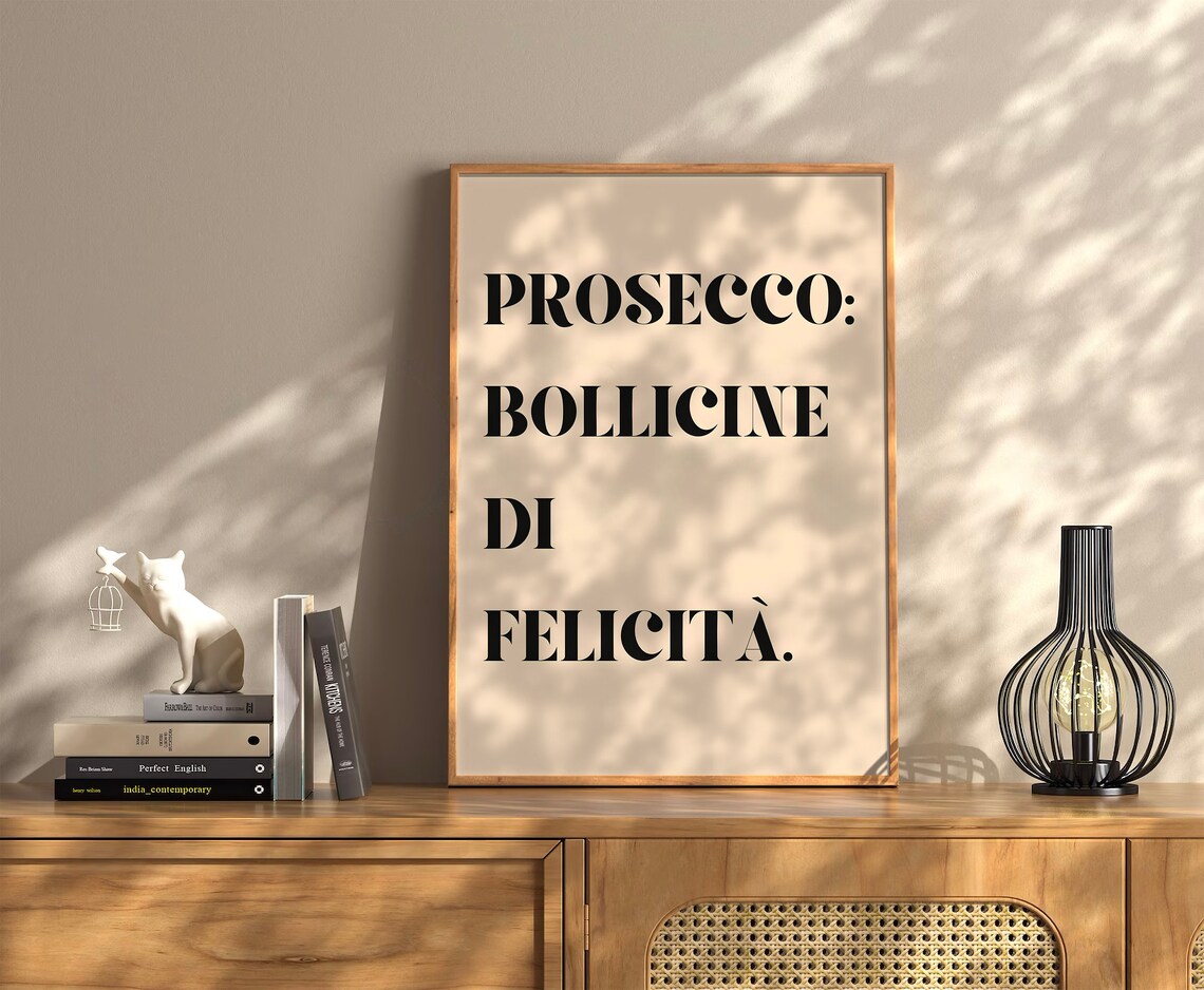 Prosecco Bollicine Di Felicita Italian Wine Quote Bar Wall Art
