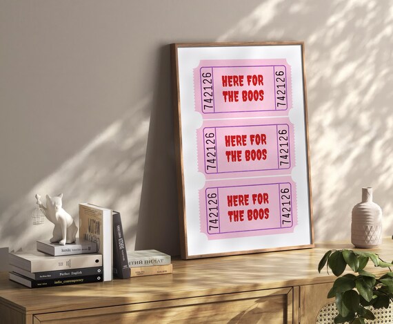 Here For The Boos Pink Ticket Stub Halloween Party Decor Poster