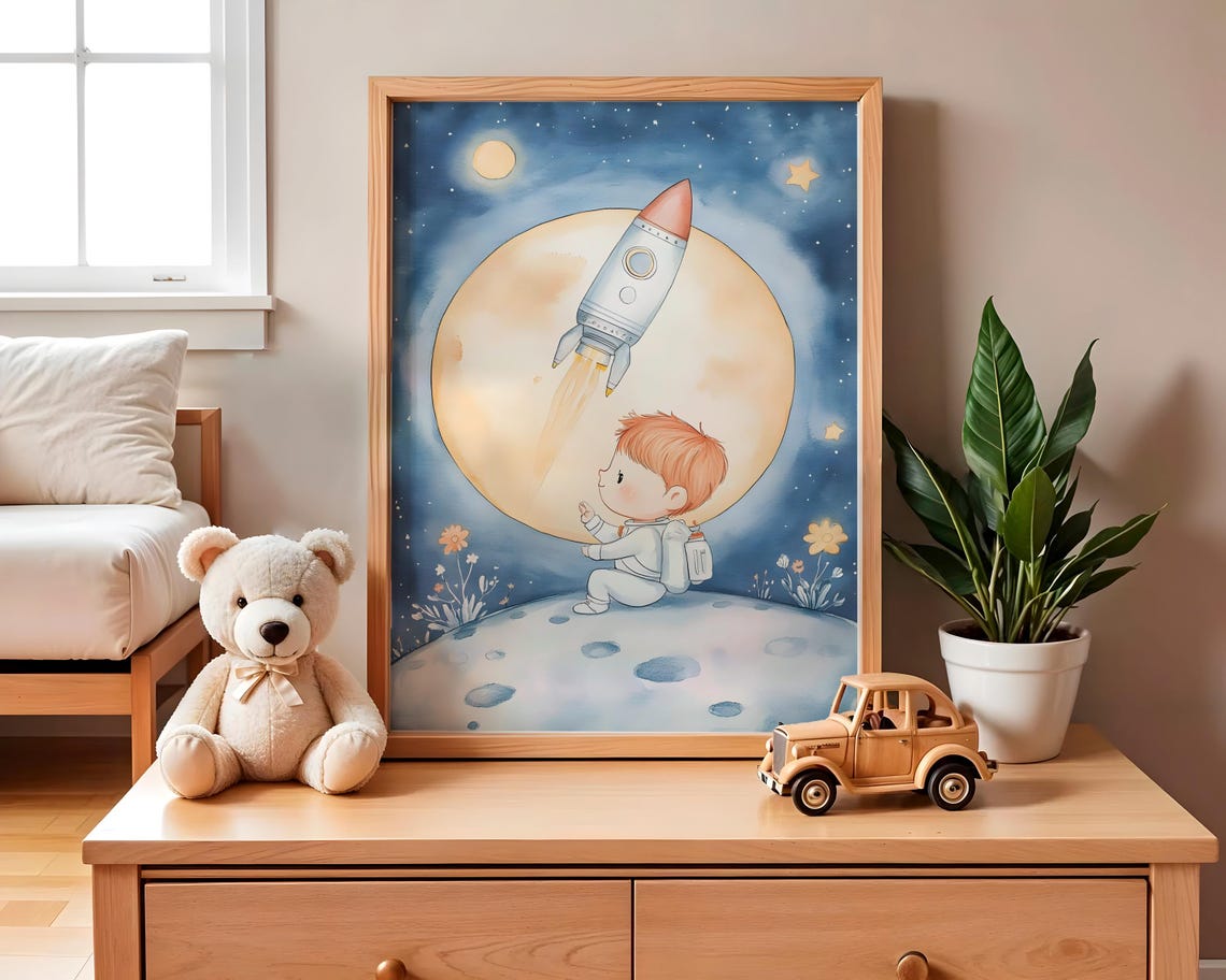 Space Nursery Decor Baby Room Wall Art Nursery Decor Prints Animal Boho Kids Room Decor Instant Playroom Print - Image 2