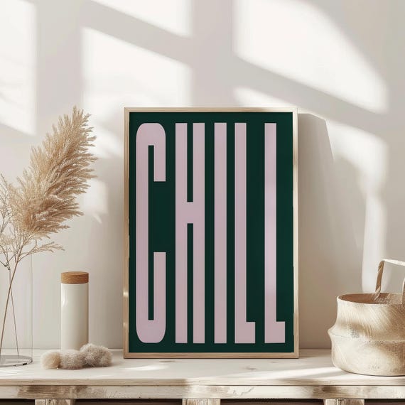 Chill Wall Art Print Vintage Bar Cart Retro Aesthetic Kitchen Decor Poster Apartment Funky Decor Instant