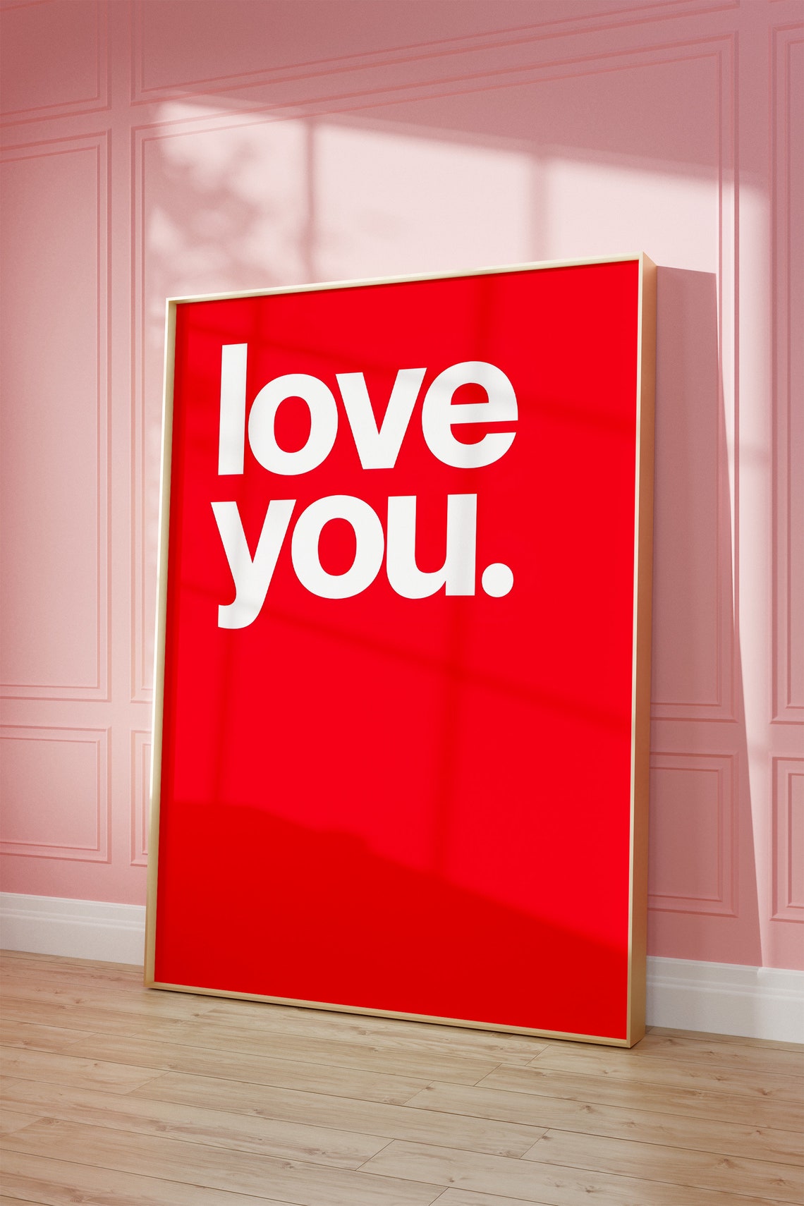 Love You Bold Red Minimalist Typography Romance Quote Poster - Image 2