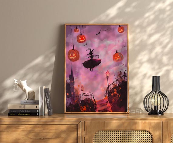 Halloween Vintage Wall Art Dark Academia Decoration Print Retro Decor Trendy Apartment Moody Poster Instant