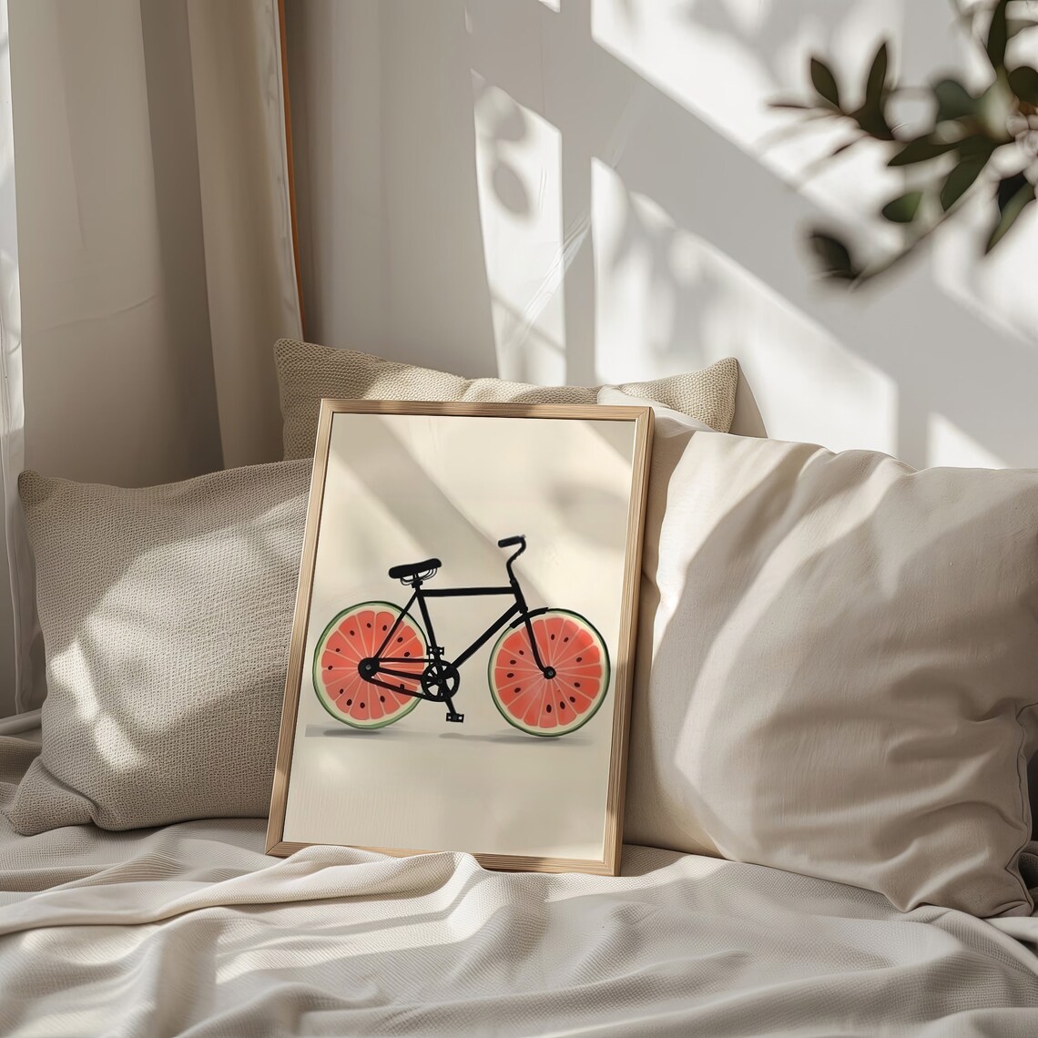 Watermelon Bicycle Vintage Kitchen Art Print - Image 2