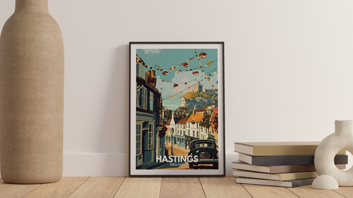 Hastings Print Hastings Poster Uk Wall Art England Wall Art Decor British Travel Poster United Kingdom Print England City Art - Image 3
