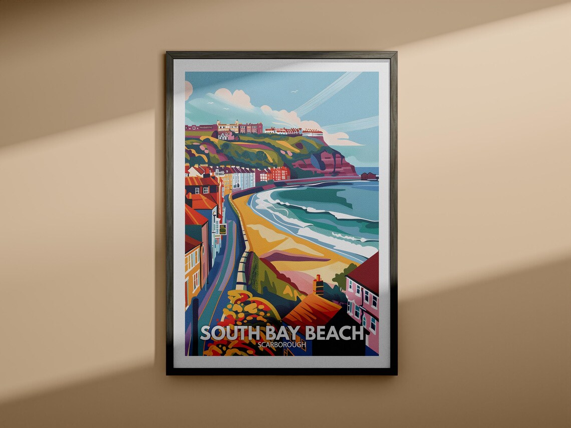 South Bay Beach Scarborough Seaside Cliffs Sandy Shore Poster - Image 4
