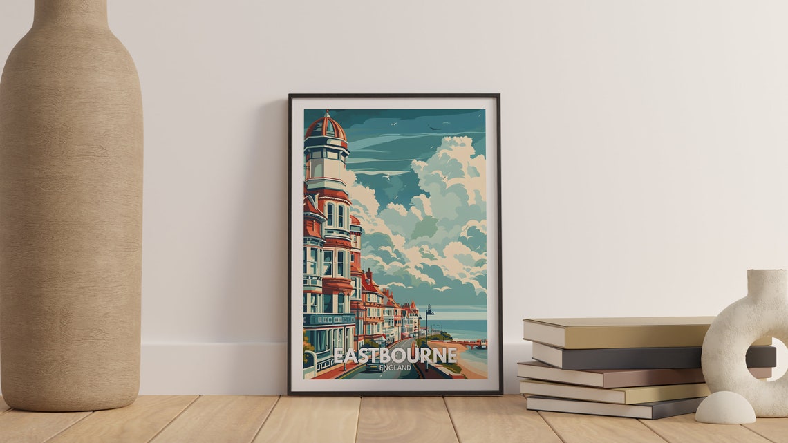 Eastbourne Art Print Eastbourne Poster Uk Wall Art England Wall Art Decor British Travel Poster United Kingdom Print England City Art - Image 3