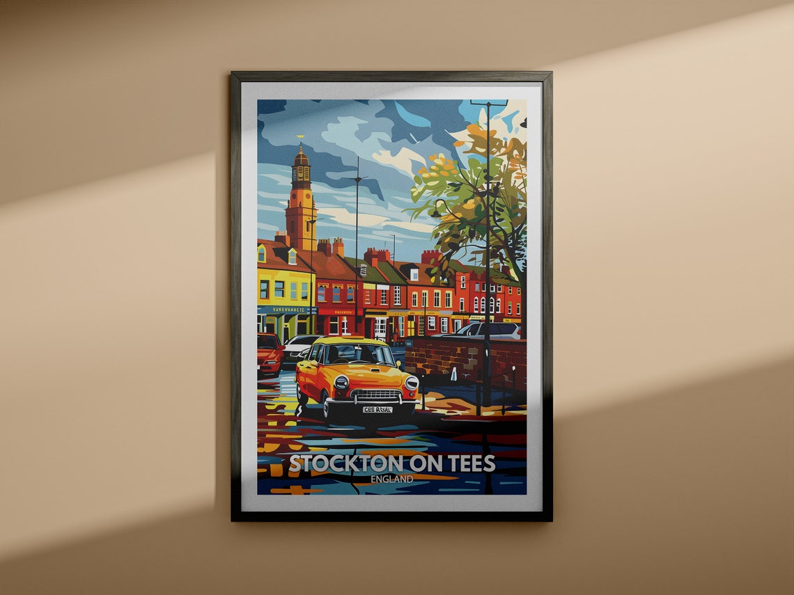 Stockton On Tees Art Print Stockton On Tees City Poster Uk Wall Art England Wall Art Decor British Travel Poster United Kingdom Print - Image 4