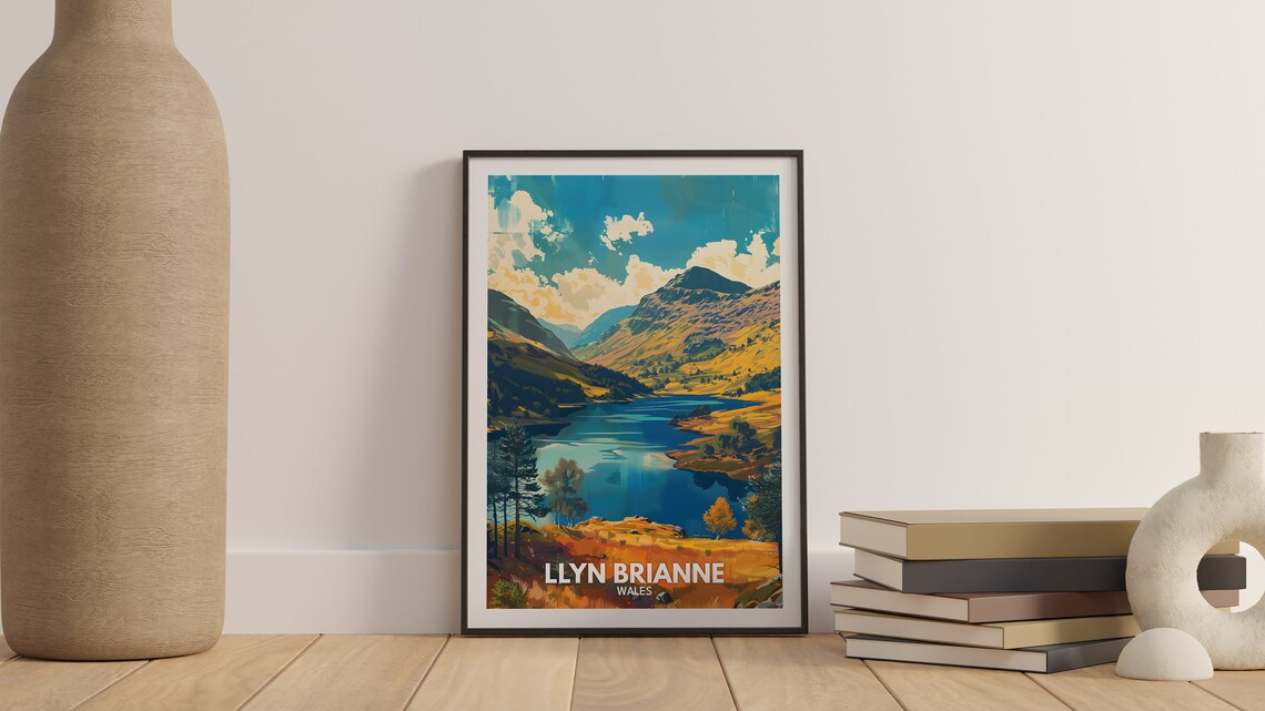 Llyn Brianne Wales Reservoir Mountain Valley Lake Scenic Travel Poster - Image 3