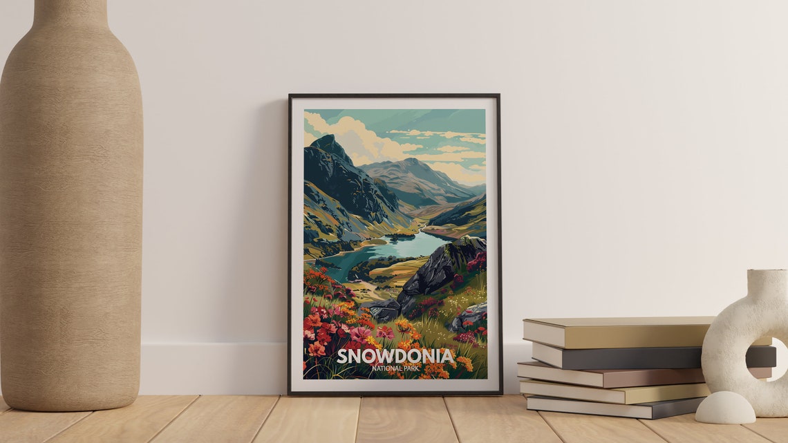 Snowdonia National Park Travel Poster Snowdonia Print Wales National Park Wall Art United Kingdom Nature Print British National Parks - Image 3