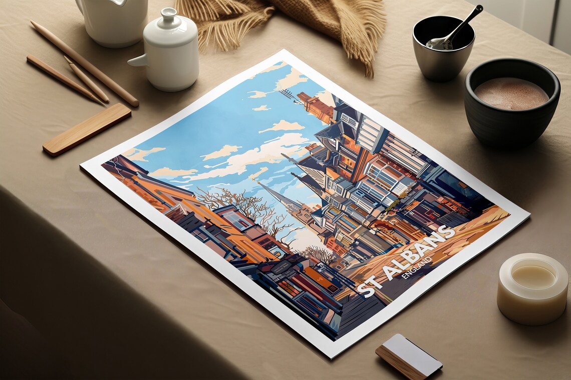 St Albans Art Print St Albans City Poster Uk Wall Art England Wall Decor British Travel Poster United Kingdom Print England City Art - Image 2