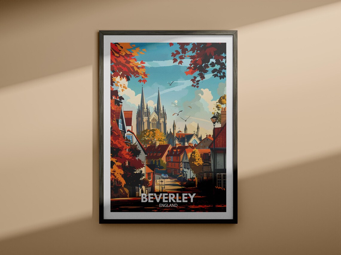 Beverley England Autumn Cathedral Spires Street Travel Poster - Image 4
