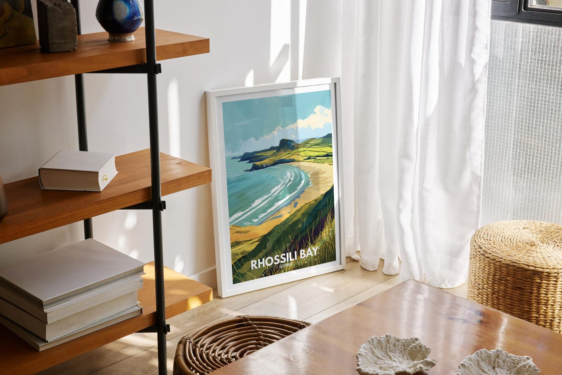 Rhossili Bay Gower Wales Sweeping Sandy Beach Headland Poster - Image 2