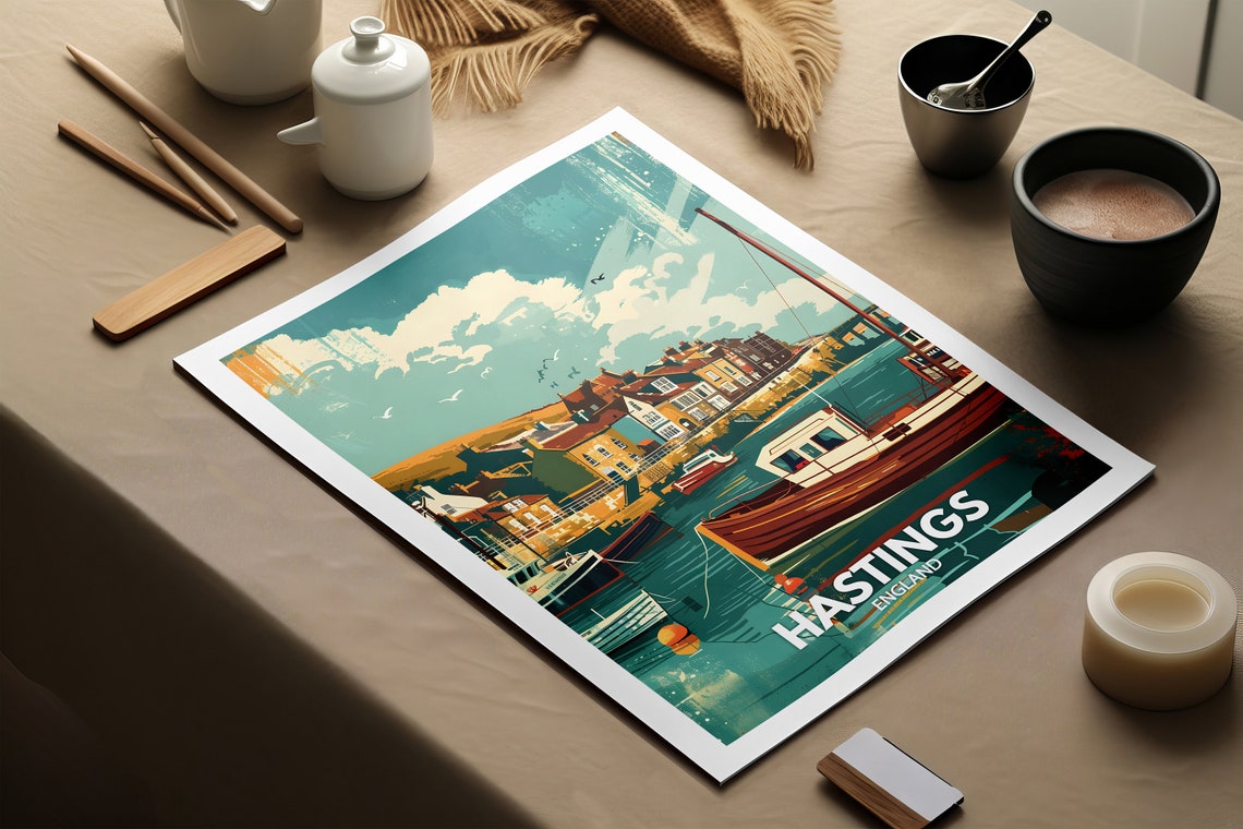 Hastings Art Print Hastings City Poster Uk Wall Art England Wall Decor British Travel Poster United Kingdom Print England City Art - Image 2