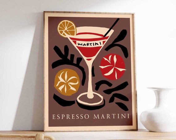 Espresso Martini Poster Cocktail Print Bar Art Mixology Poster Kitchen Decor Kitchen Poster Drinks Art Restaurant Decor