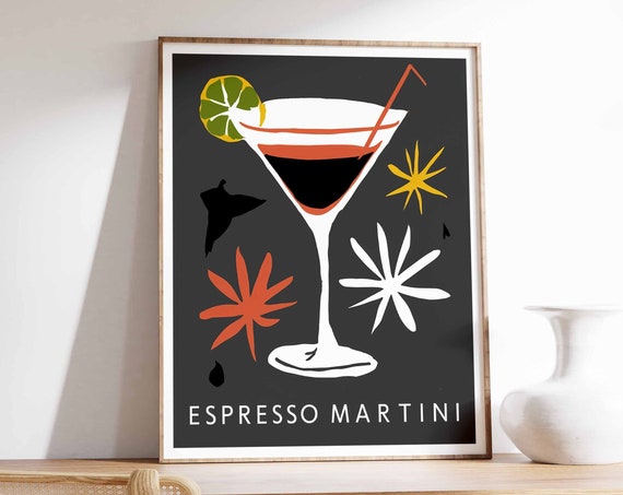 Espresso Martini Poster Cocktail Print Bar Art Mixology Poster Kitchen Decor Kitchen Poster Drinks Art Restaurant Decor