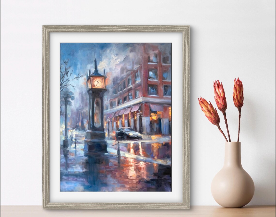 Gastown One Cold Morning Cityscape Art Print - Image 2